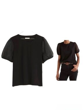 Madewell Sheer Sleeve Top Blouse Size Small